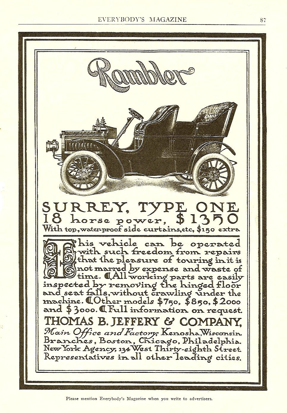 1905 Rambler Auto Advertising
